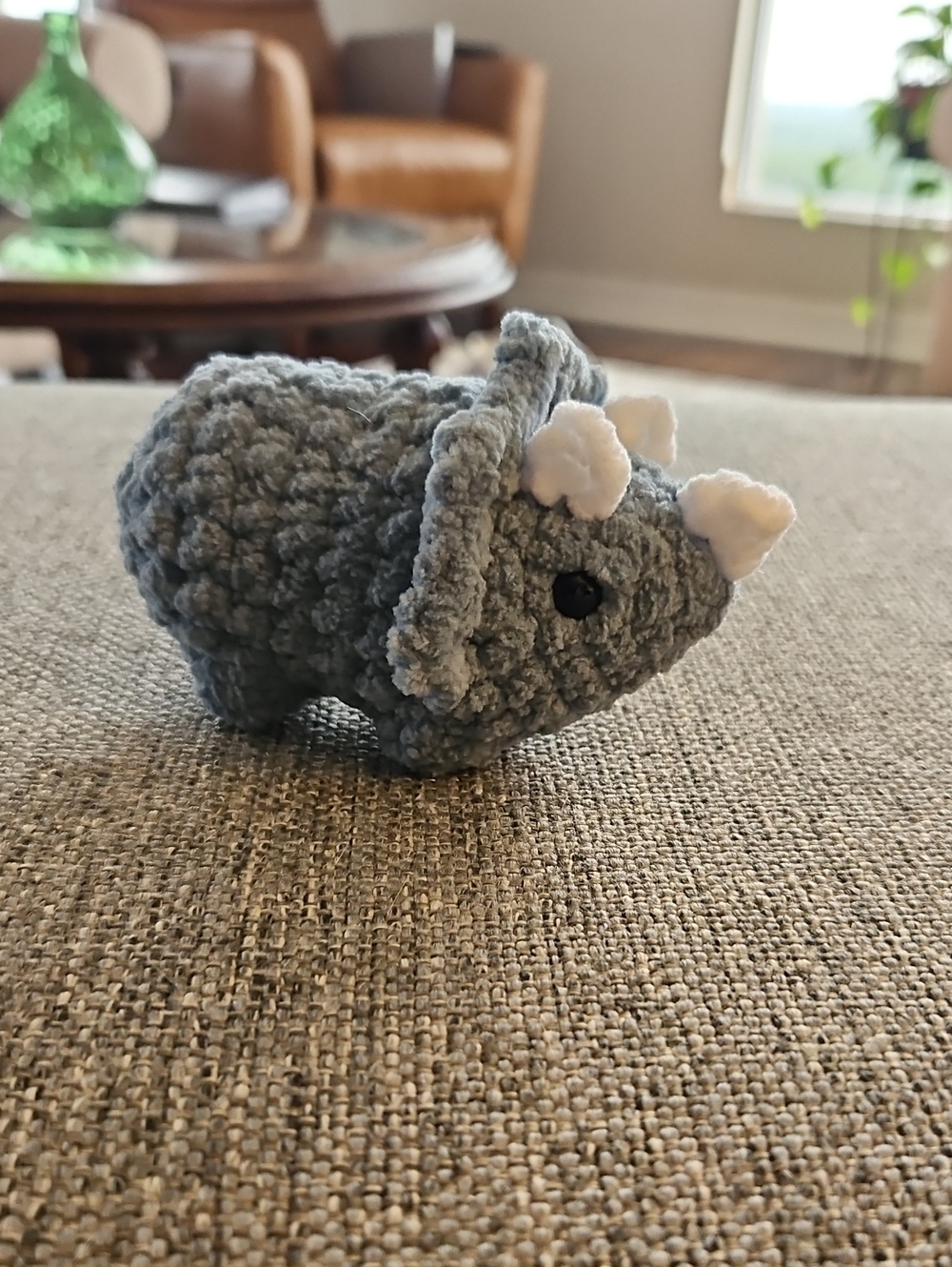 Handmade Crochet Blue Dinosaur Plush - Small